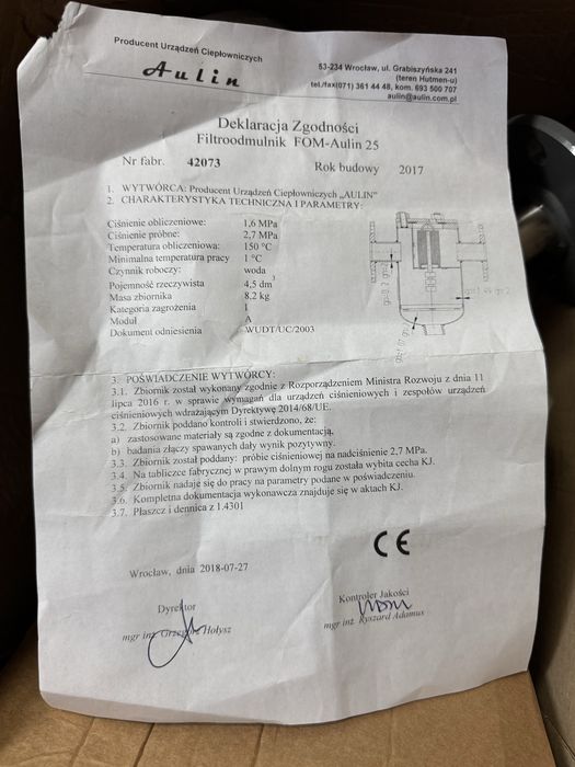 Filtroodmulnik magnetyczny FOM Aulin DN25 kołnierzowy