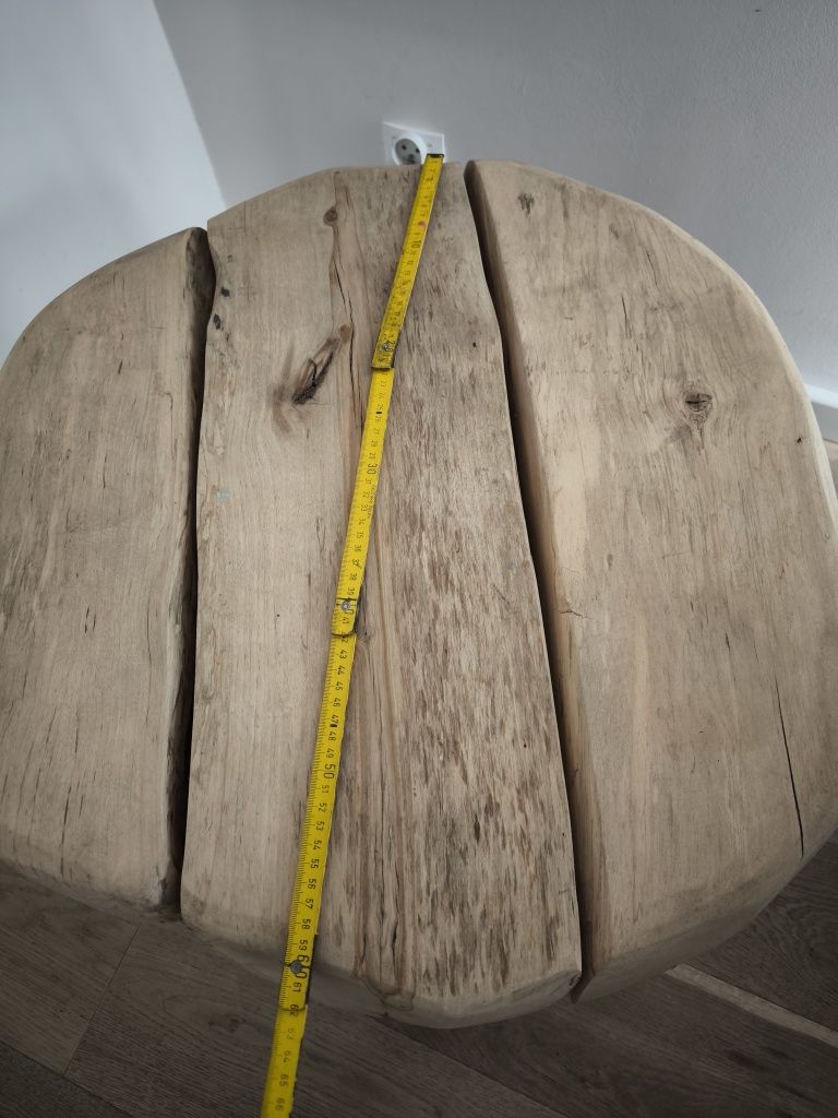Stolik kawowy drewniany blat 60cm szerokość boho
