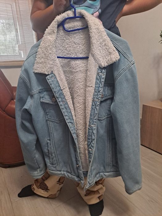 Blusão de ganga com  pêlo