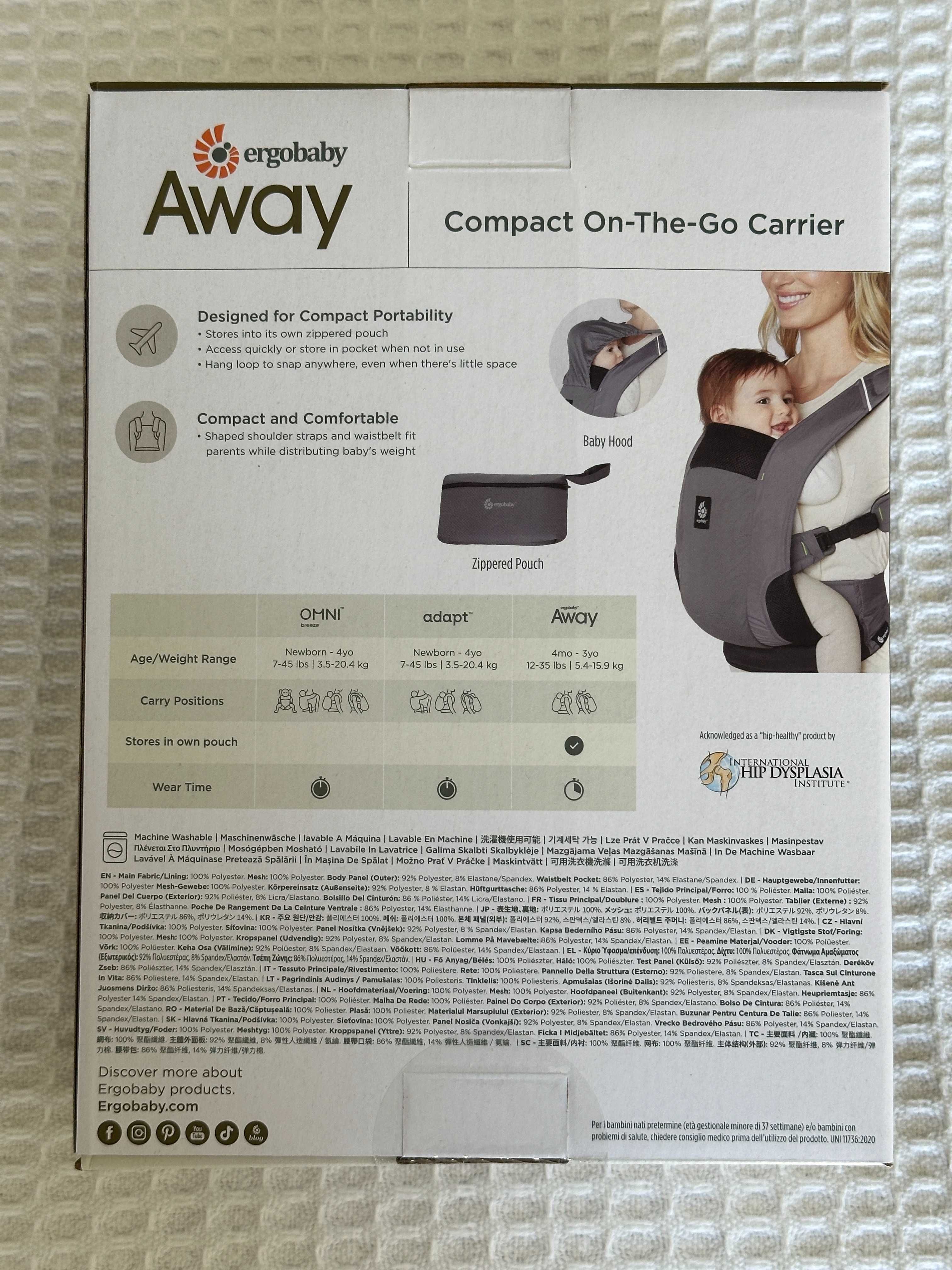 Porta-bebés Ergobaby Away (cinza)