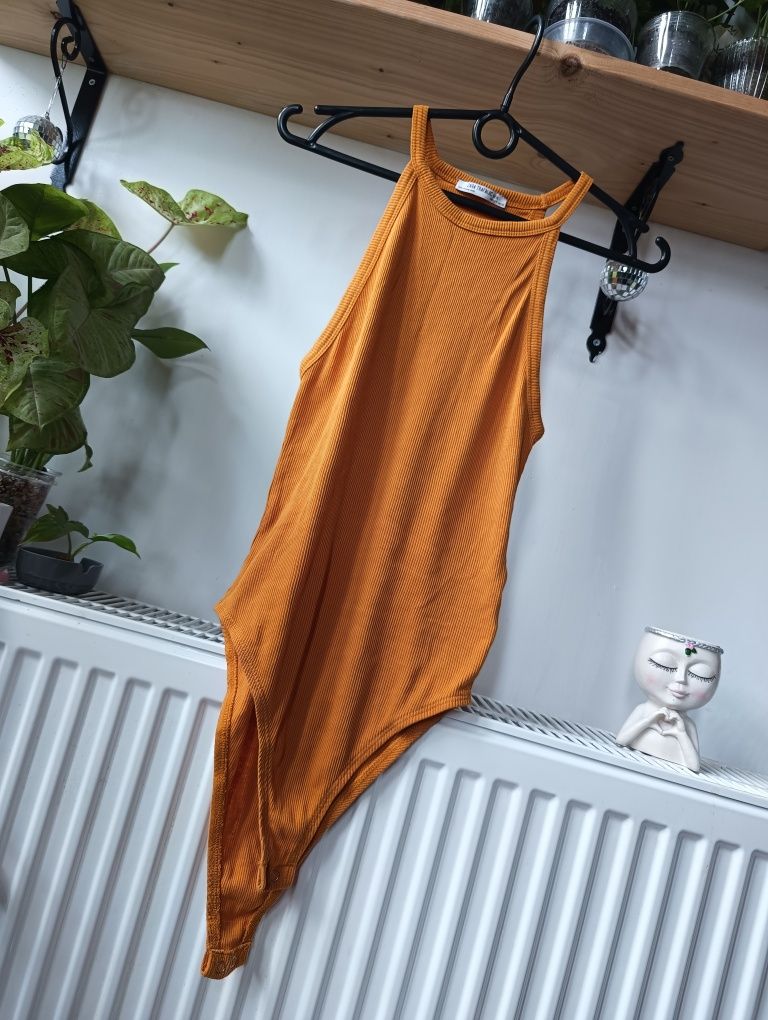 Body pomarańczowe prążkowane zara S 36