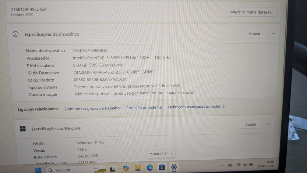 Dell Latitude 5400 i5 8ª geração-8365U