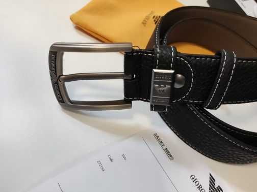 Emporio Armani Męski pasek firmowy, skóra naturalna 410