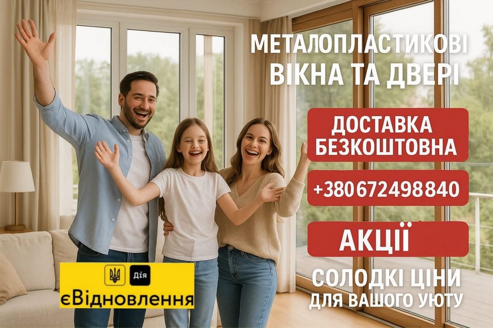 Вікна, двері та балкони з металопластик у, під ключ