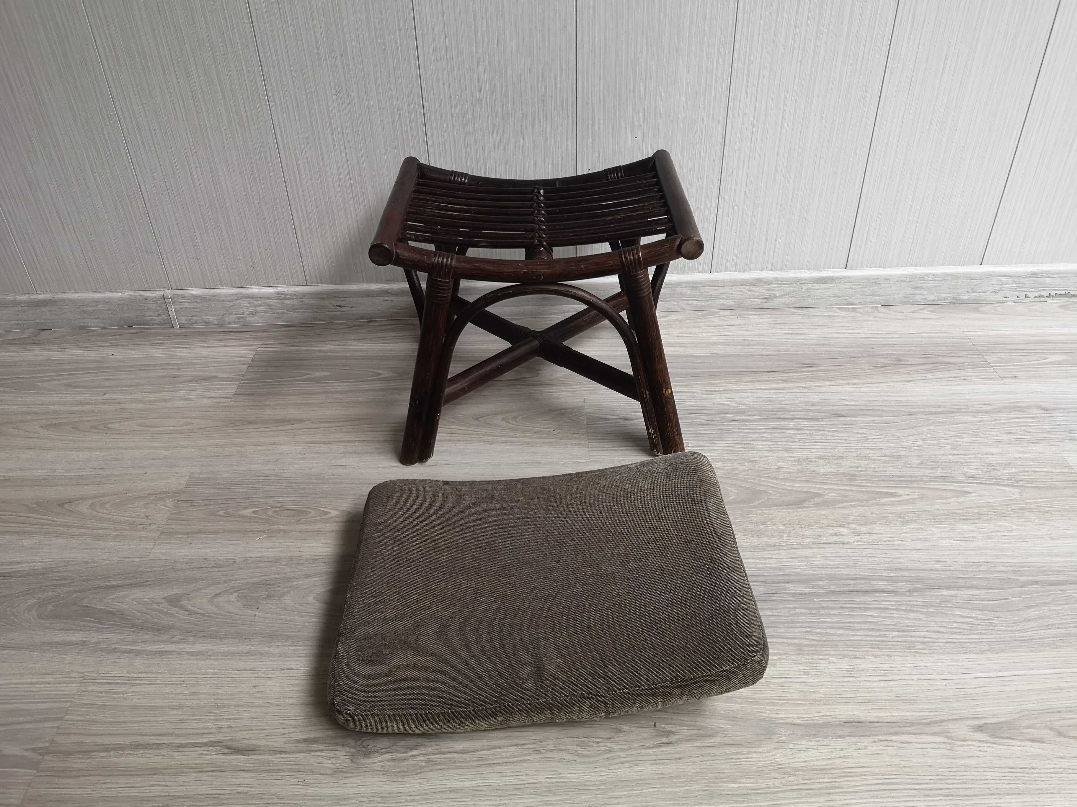 siedzisko pufa stołek z rattanu bambus wiklina 50x39x41
