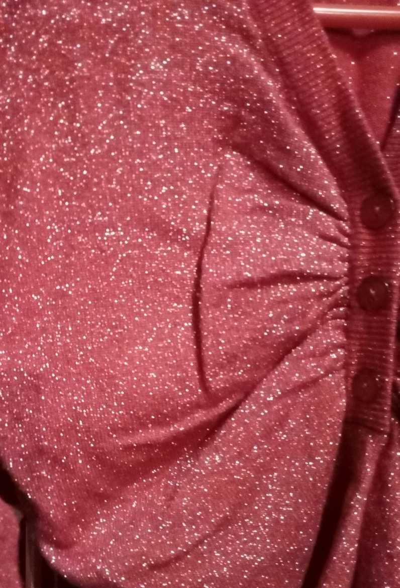 2-pak czerwony sweter sweterek błyszczący + tunika bluzka S/M