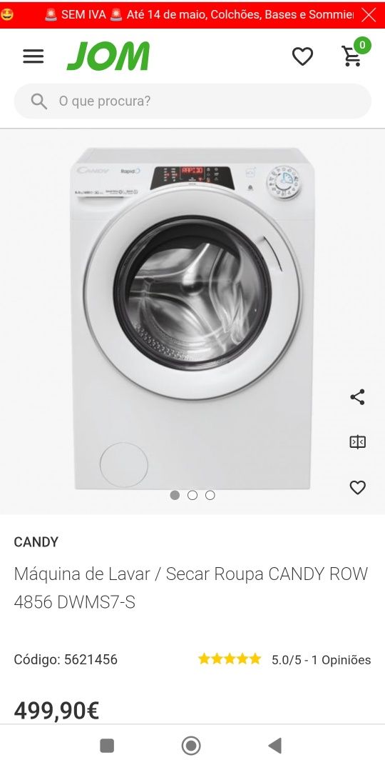 Máquina lavar e secar roupa Candy