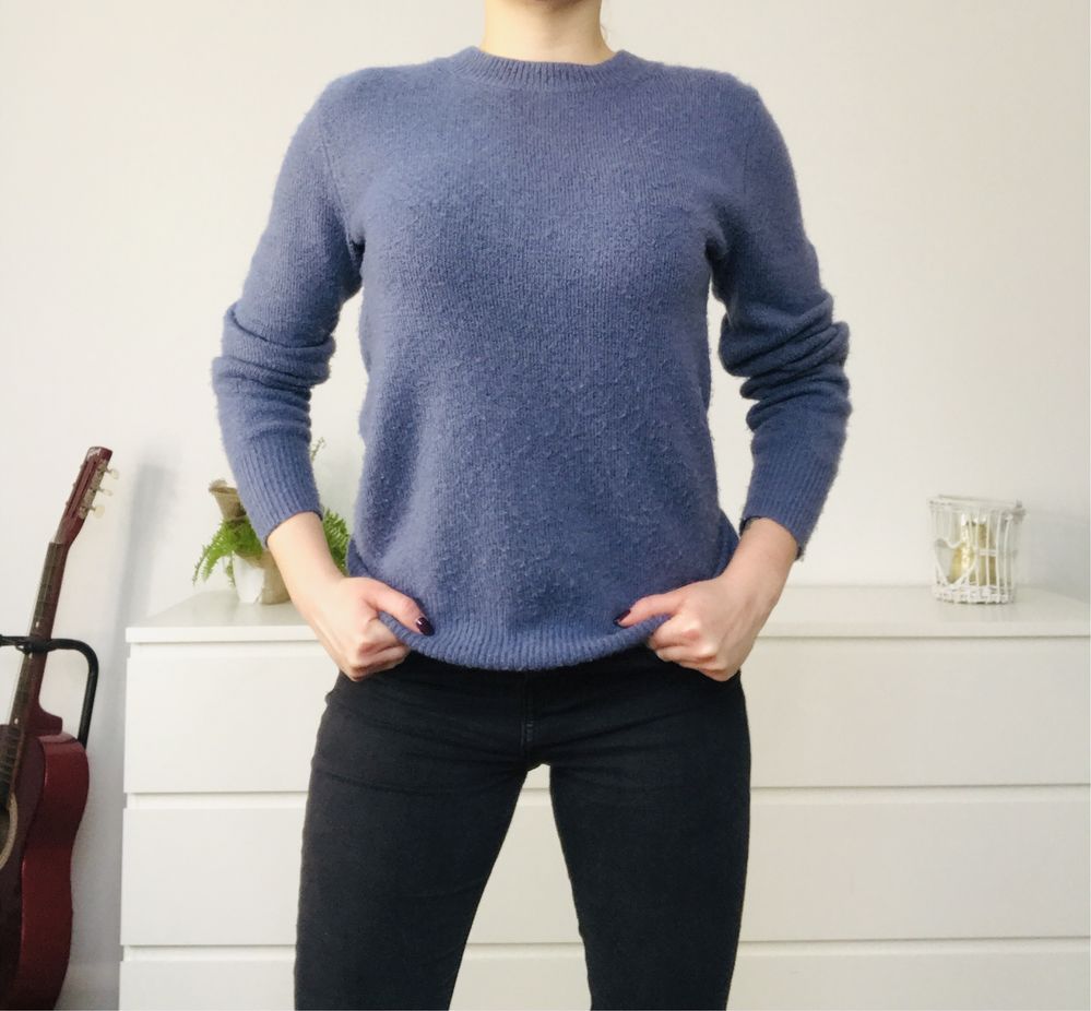 Niebieski sweter z długim rękawem H&M 34 (XS) basic