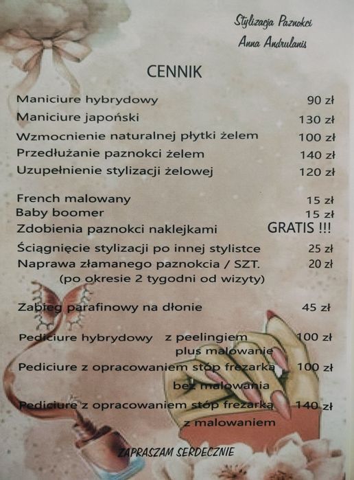 Paznokcie przedłużane, manicure hybrydowy, pedicure