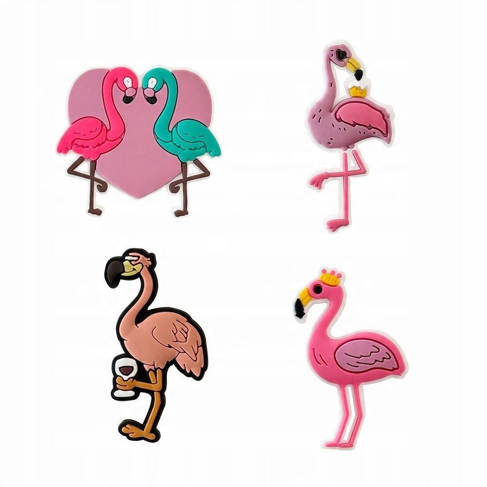 Przypinki do Crocs FLAMINGI SUMMER do butów telefonu zestaw 4 szt