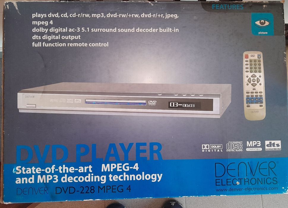 Leitor DVD DENVER Divx  228 - com comando e caixa