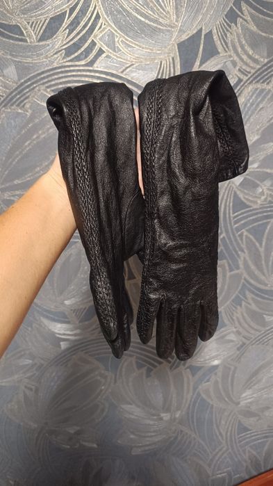 Шкіряні рукавички довгі