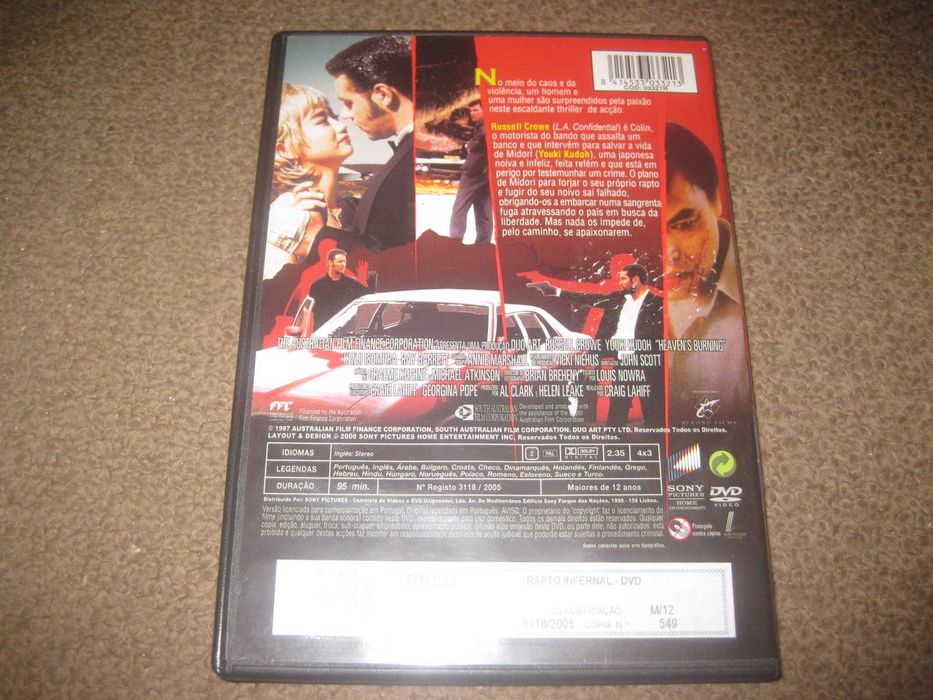 DVD "Rapto Infernal" com Russell Crowe