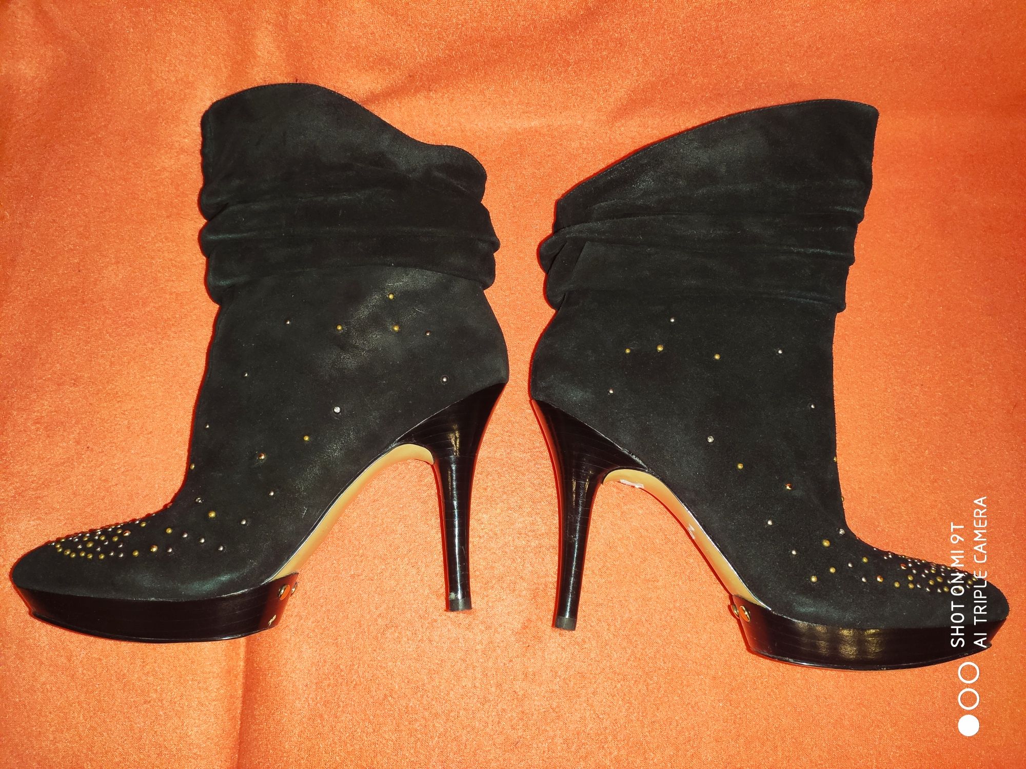 Buty, botki, szpilki czarne na platformie firmy NINE WEST