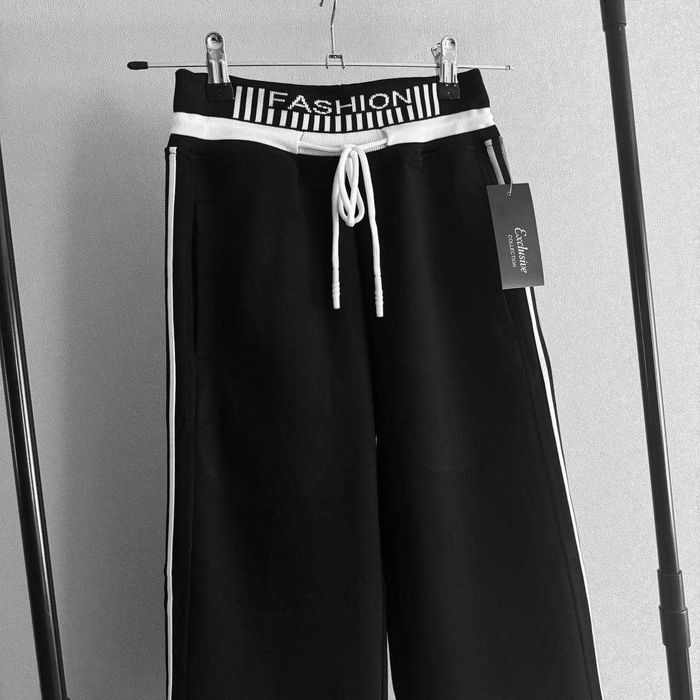 Широкі штани палаццо для підлітків для дівчаток з лампасами на флісі