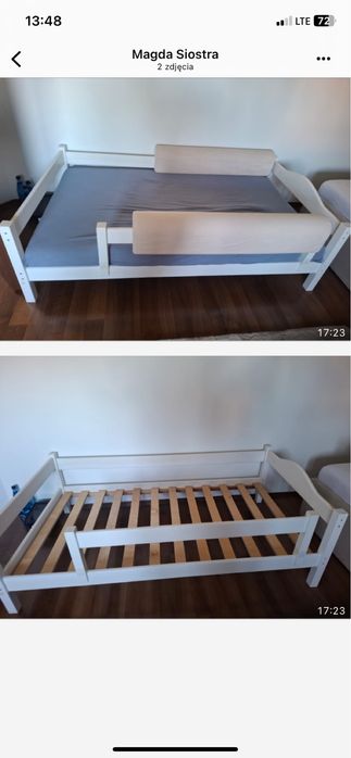 Lozko drewniane dzieciece biale 100/170