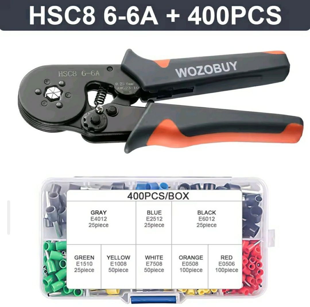 Кримпер WOZOBUY HSC8 6-6 + набір наконечників 400 шт обжимка обтискач