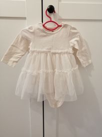 Sukienka H&M tiul brokat kremowa 62 cm