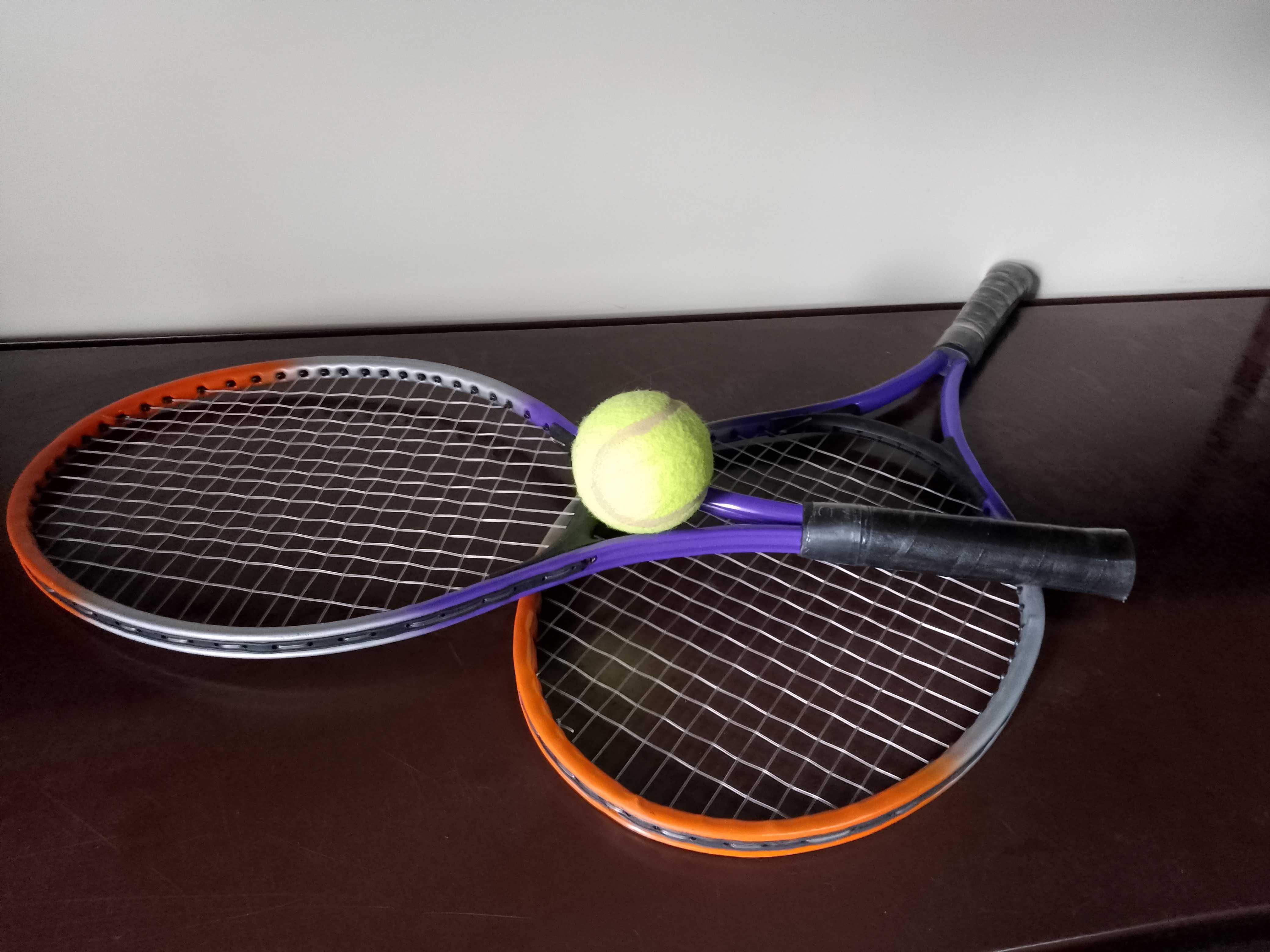 RAKIETY Z PIŁKĄ PALETKI BADMINTON zestaw 2 sztuki lekkie z pokrowcem