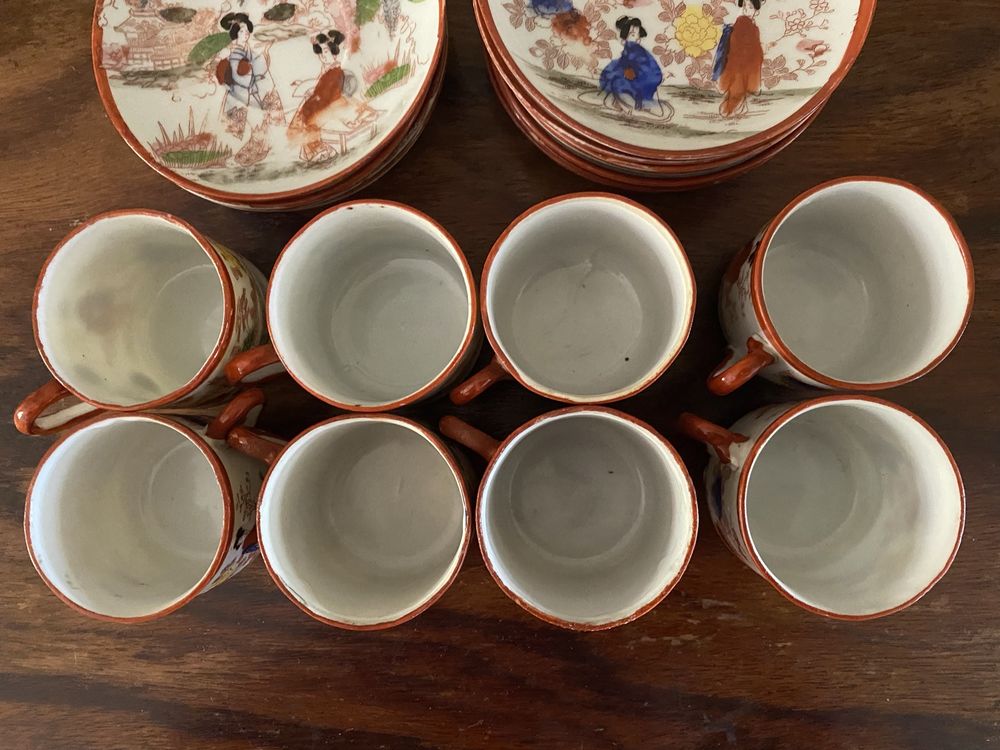 Serviço cafe porcelana oriental antigo