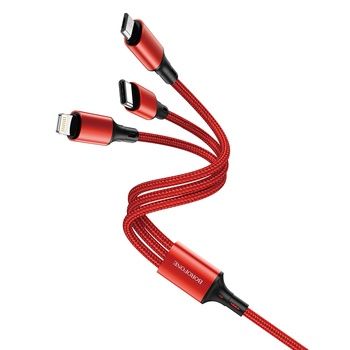 Borofone Kabel BX50 3 w 1 - USB na Typ C, Micro USB, Lightning 2,4A 1m