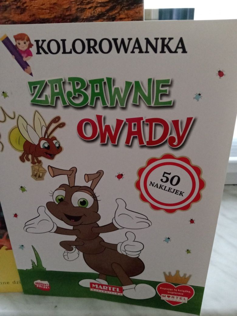 Zabawne owady , kolorowanka + 50 naklejek.