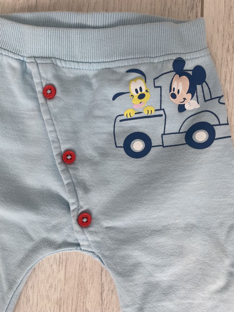Spodnie bawełniane dresowe niebieskie mickey mouse Disney Baby 74