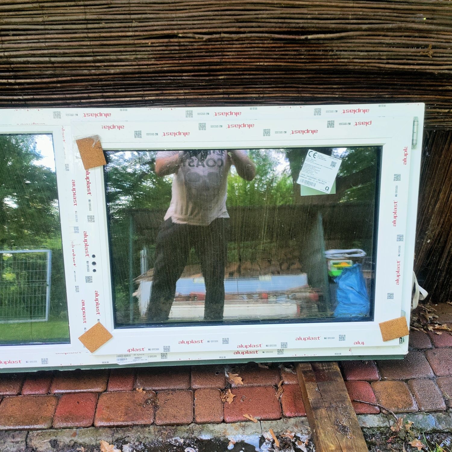 Nowe duże okno 2970x755 białe-grafit kompletne dwa skrzydła otwierane