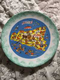 Сувенирная тарелка " Карта Сицилии "
