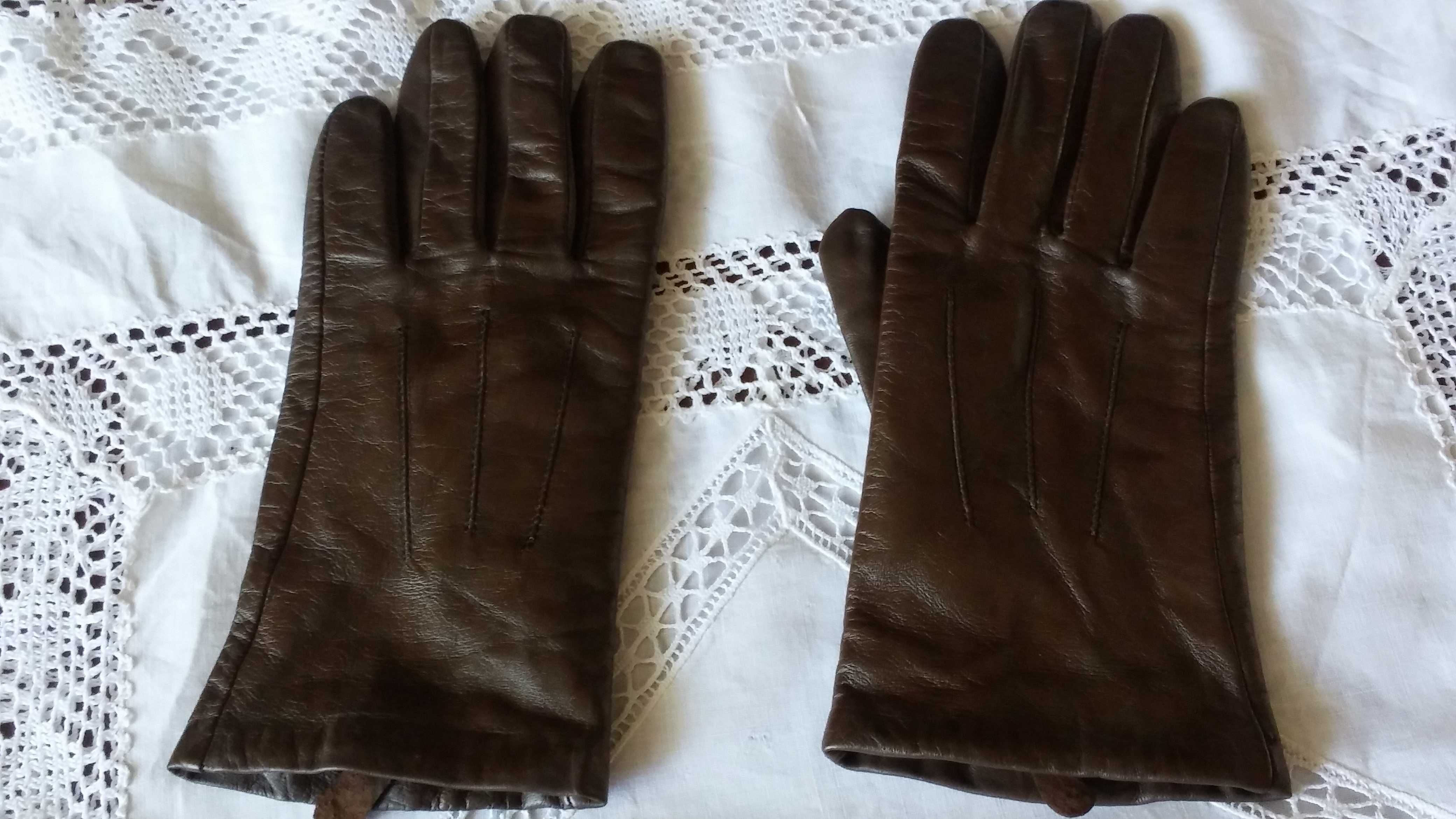 Śliczne skórzane rękawiczki Pia Rossini  rozmiar L- bdb !!