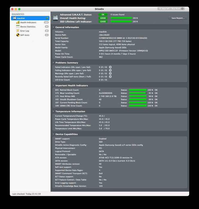 Oryginalny dysk SSD Apple 512 GB, mało używany
