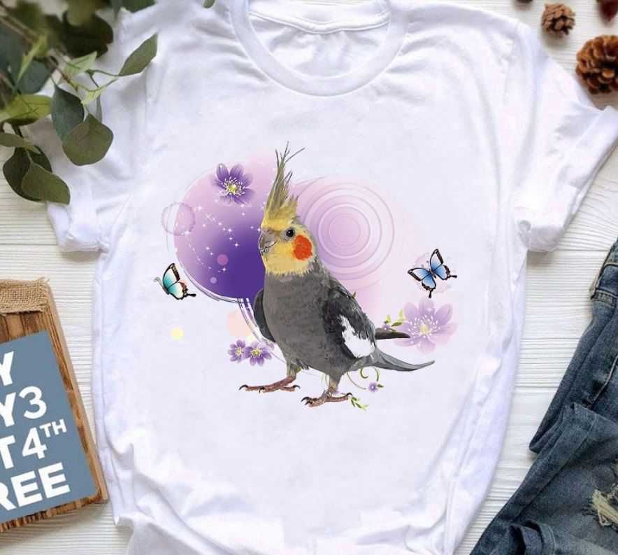 Koszulka T shirt damski papuga nimfa