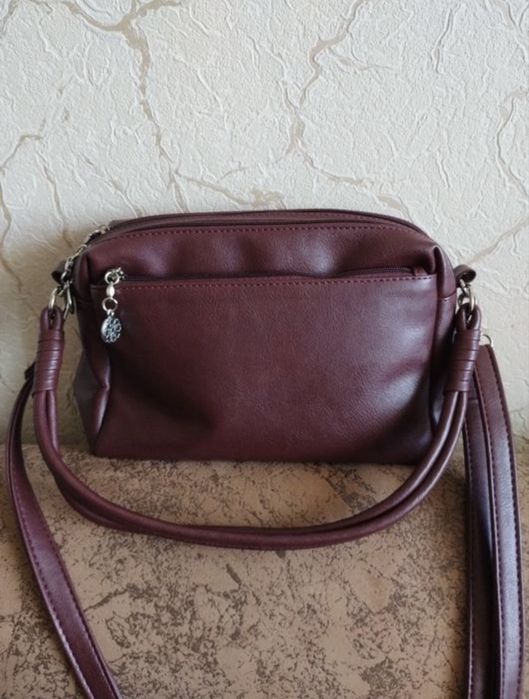 Сумочка сумка шкіряна бургунді Нова