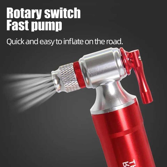 Pompka rowerowa Thinkirider na nabój CO2 w kolorze czerwonym