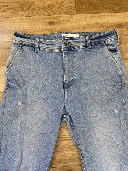 Spodnie jeansowe jeansy rurki Zara z dziurami 44