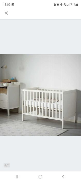 Łóżeczko niemowlęce dwupoziomowe Sundvik Ikea z materacem