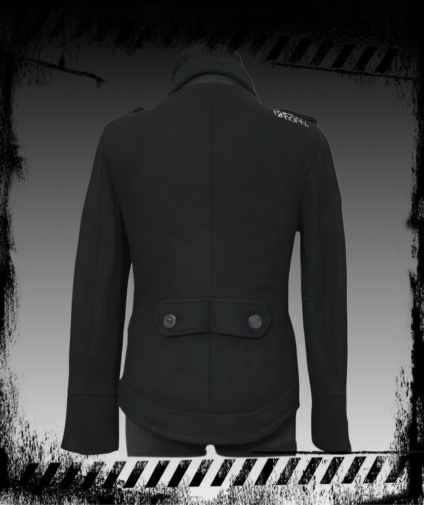 SUPERDRY JPN. P.Coat Navy - czarny krótki płaszcz/bosmanka M