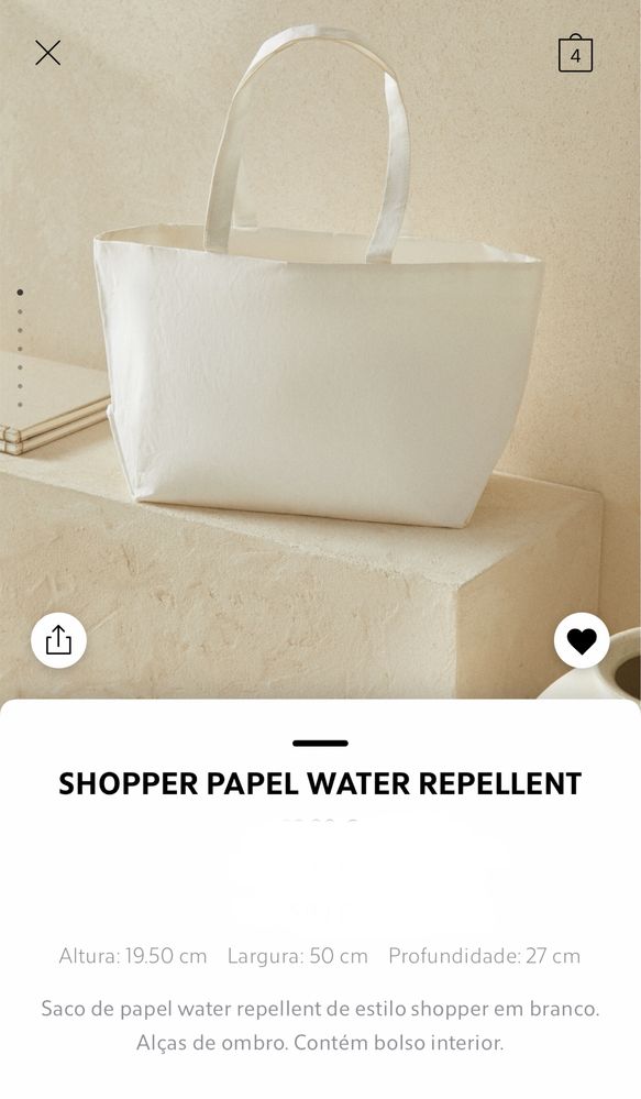 Shopper Papel WATER REPELLENT Zara Home NOVO