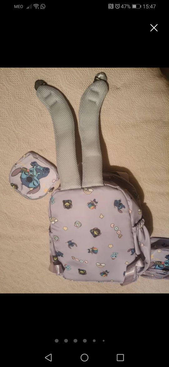 Conjunto mochila escolar, Stitch, novo.