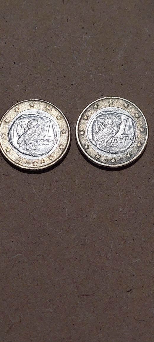 2 moedas 1€ raras de 2002