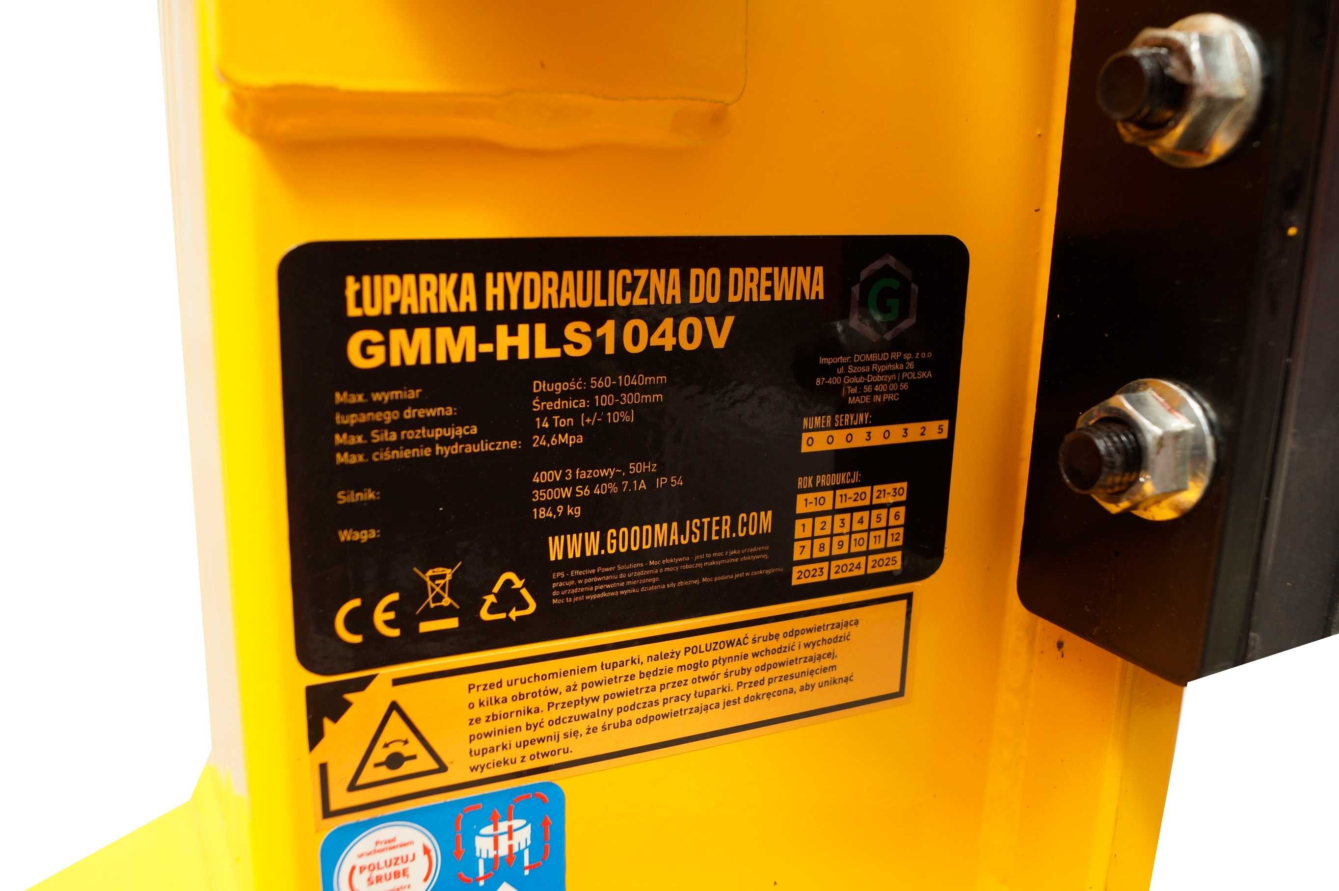 Łuparka pionowa do drewna hydrauliczna 16 Ton GMM-HLS1100V |WYSYŁKA|