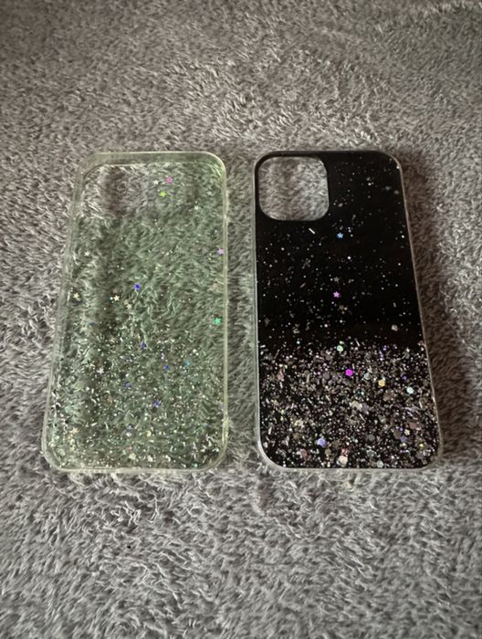 Silikonowe, zielone, czarne  dwa etui z brokatem do Iphone 12Pro Max