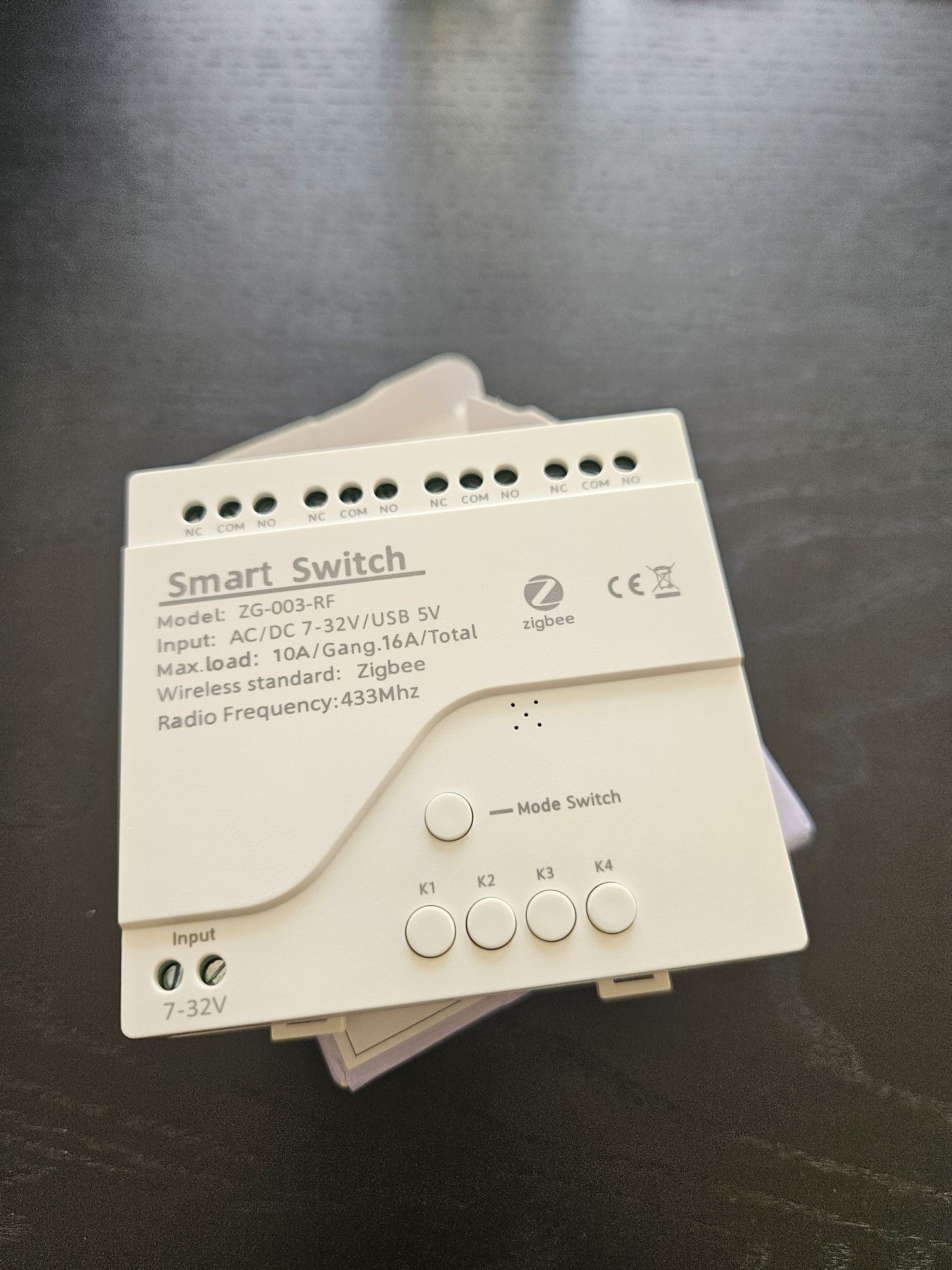 Relé 4 saídas wireless zigbee e 433mhz DC