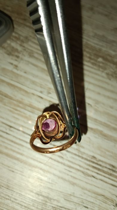Каблучка, золота 583, срср, корунд