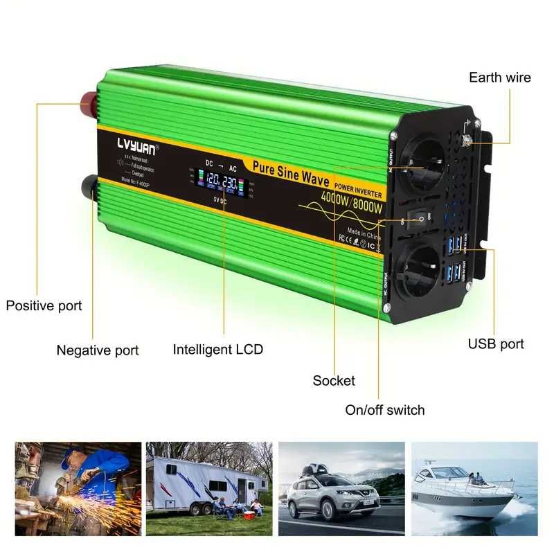 Inwerter czystej fali sinusoidalnej 4000 W  8000W AC   12 V lub 24 v
