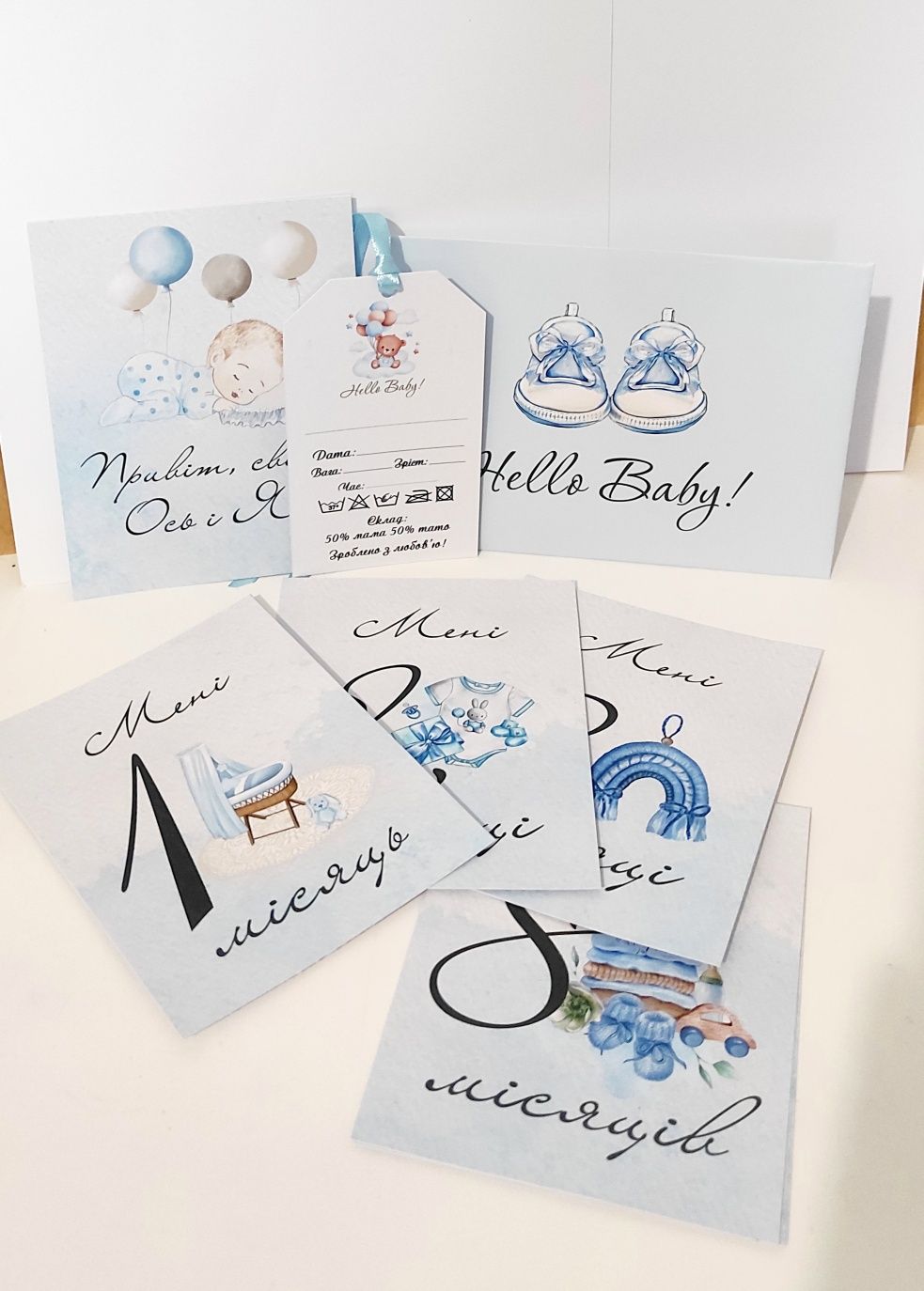 Картки по місяцях для новонароджених, карточки для фотосесії немовлят