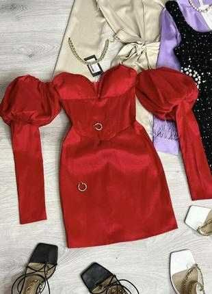 Розкішна червона сукня з пишними рукавами, нова з бірками, Missap