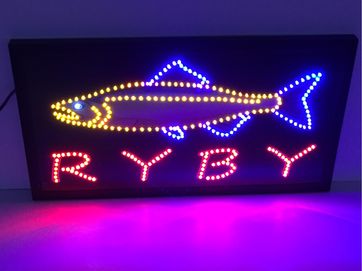 Ryby reklama LED szyld diodowy zewnętrzna 68 x 38cm mocne diody. NOWA