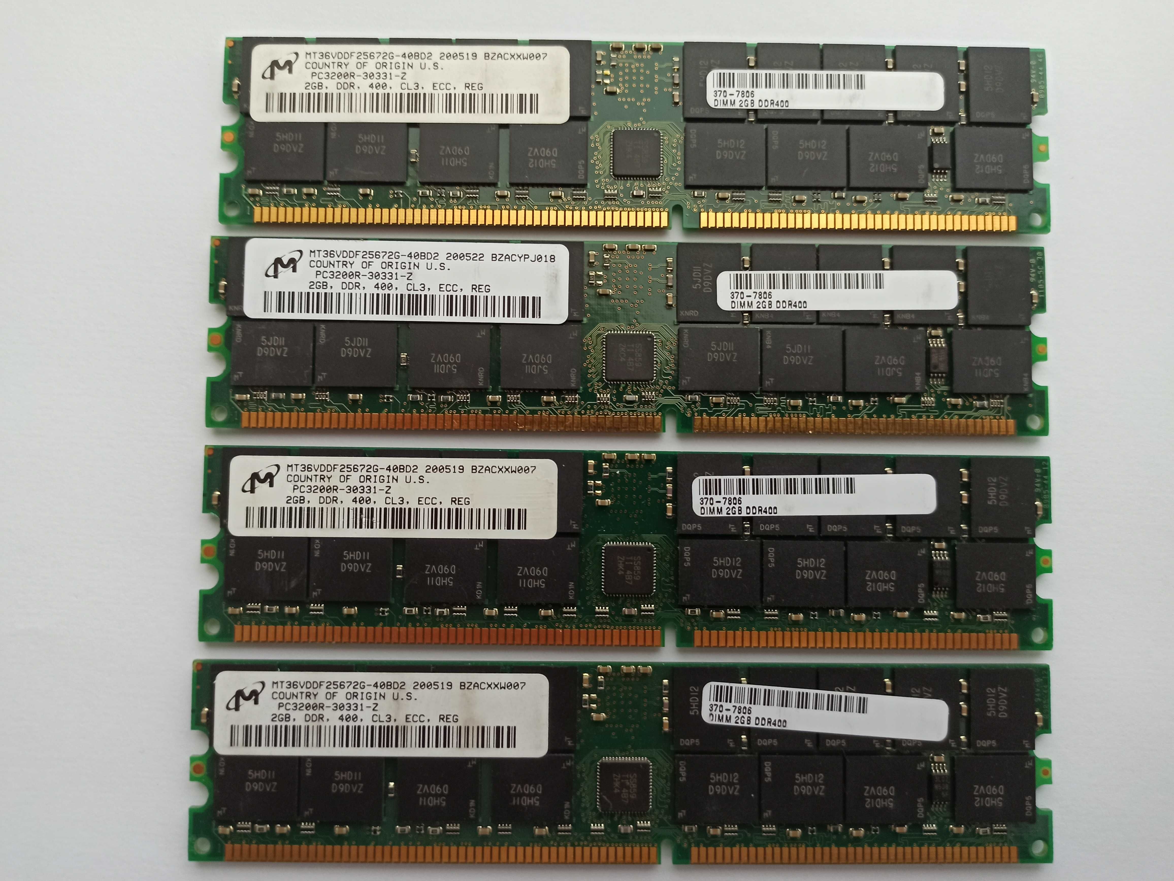 Серверная память DDR1 4 x 2Gb PC3200 400Mhz + 4 x 2Gb PC2700 333Mh ECC