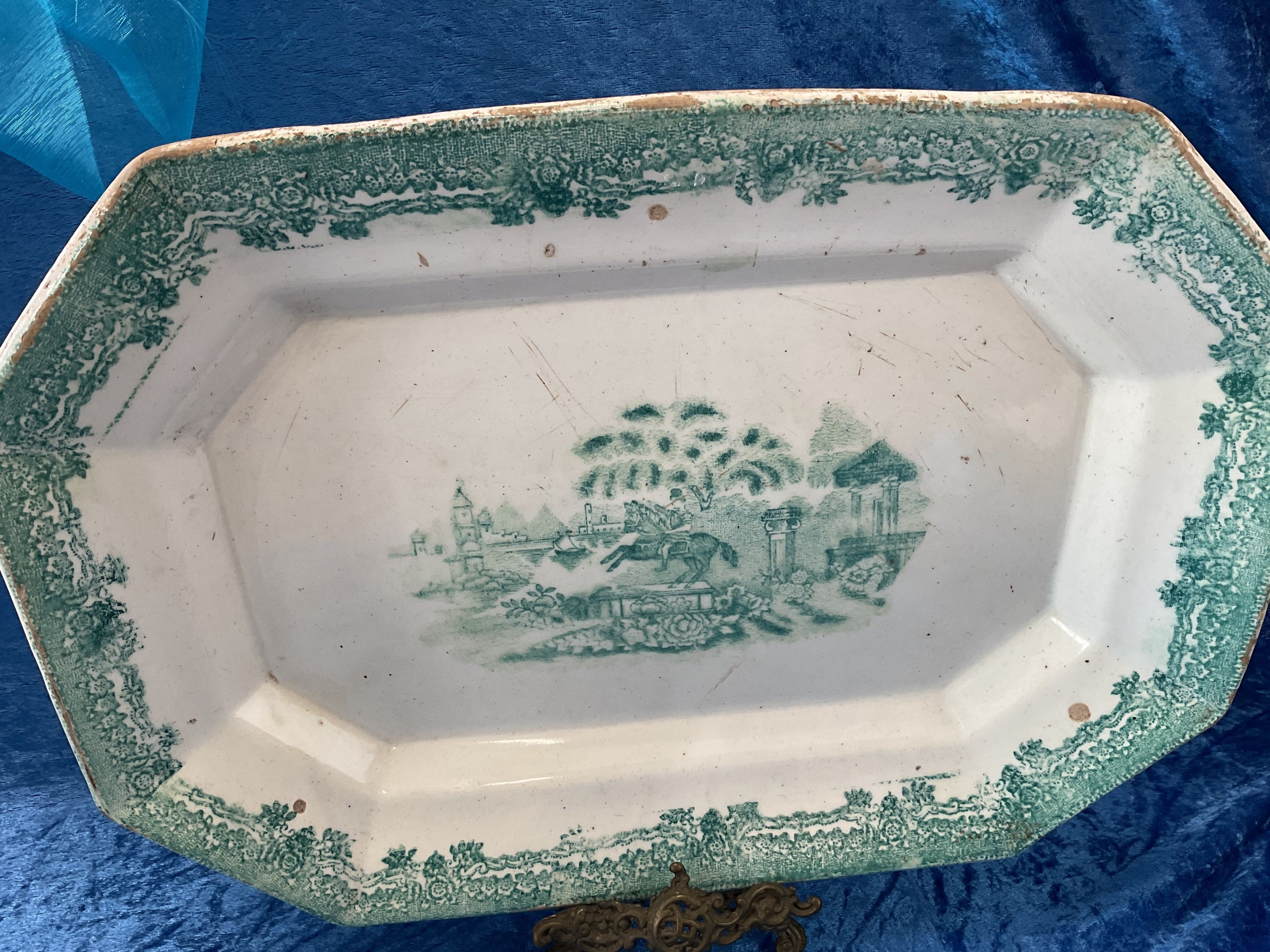 Travessa faiança sacavem verde 40x28 cm